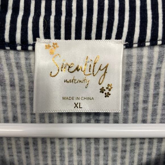 Siren Lily Black and White Striped Maternity 3/4 Length Sleeve Shirt Size XL - Picture 2 of 6